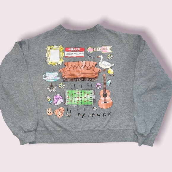 FRIENDS Branded Juniors Sweatshirt, Grey, Size XS, Jerry Leigh - Picture 2 of 7